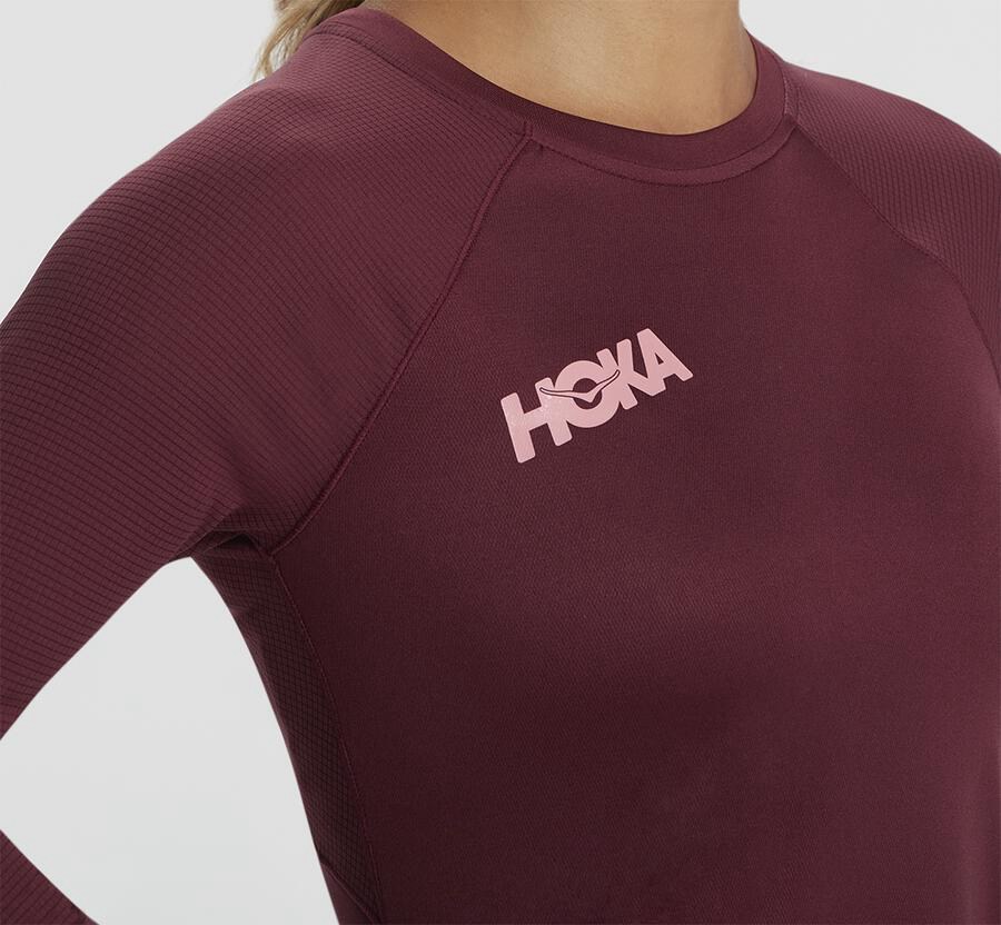 Top Hoka One One Mujer - Performance 3/4 Sleeve - Marrones - ZET196870